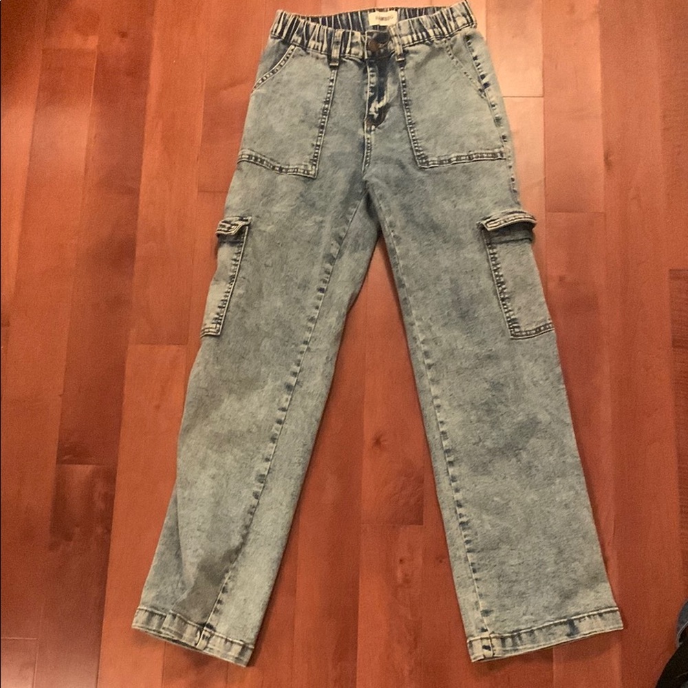 BAMBOO Blue Acid Wash Jeans Straight Leg